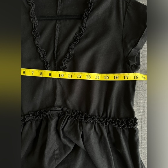 Zara Black Ruffle Trim Loose Fit Mini Dress | Lyocell | Size S - Picture 7 of 8